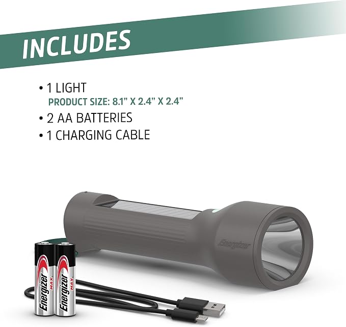 Energizer S-600 LED Flashlight Rechargeable Solar and AA Battery Power Options - Image 7