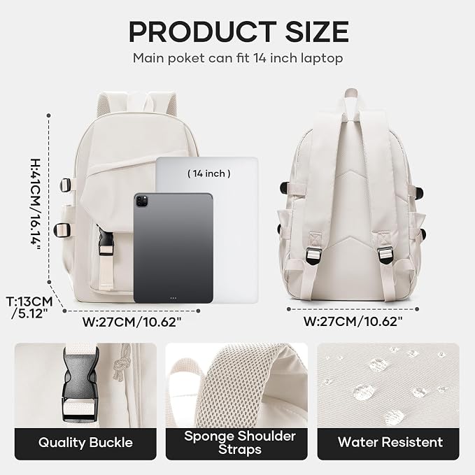coowoz Lightweight School Bag Casual Daypack College Laptop Backpack - Image 3