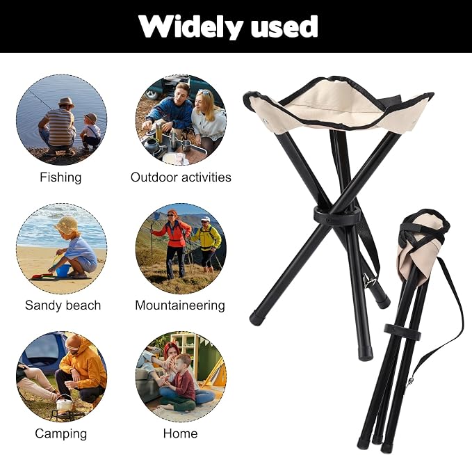 Travel Folding Camping Stool, 14.6 inches Lightweight Outdoor Tripod Chair and - Image 5