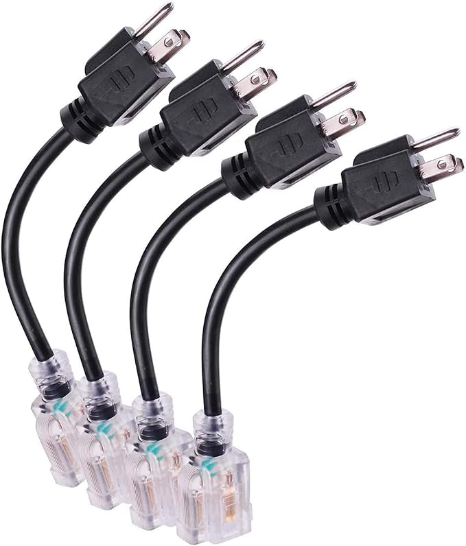 Miady Short Power Extension Cord Outlet Saver, Female Plug by Miady
