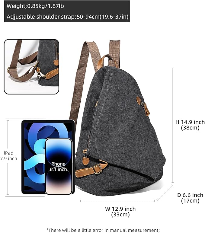 KL928 Canvas Vintage Backpack – Large Casual Daypack Outdoor Travel Rucksack - Image 2
