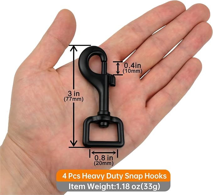 Garwor Heavy Duty Swivel Snap Hooks Black Electrophoresis Coating 3/4" 4 Pcs - Image 3