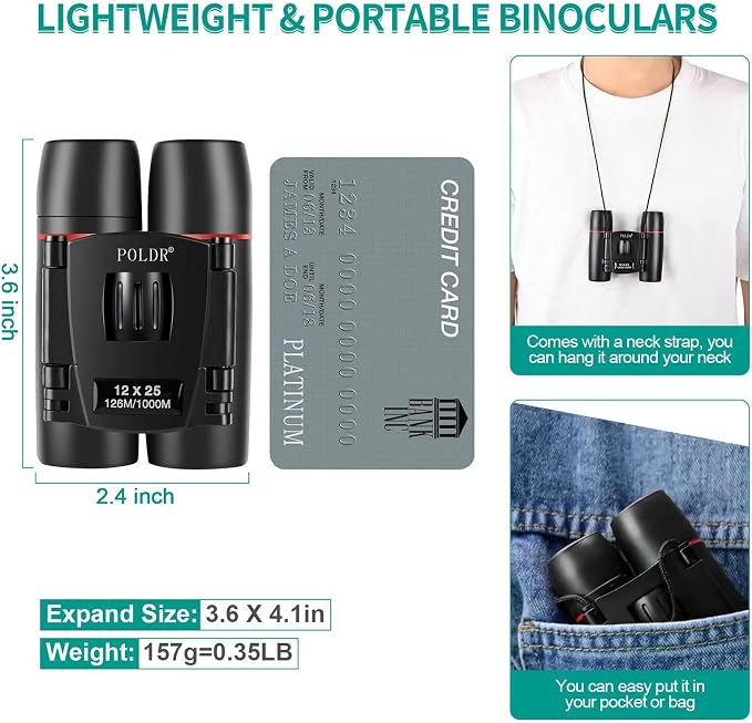 POLDR 12X25 Small Binoculars - Image 5