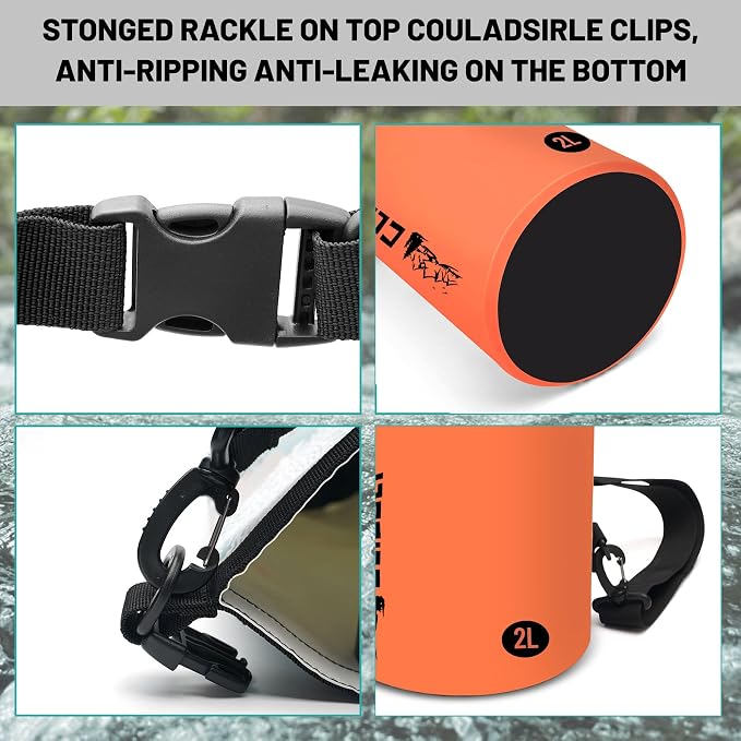 Waterproof Dry Bag, Roll Top Orange Small Waterproof Backpack - Image 3