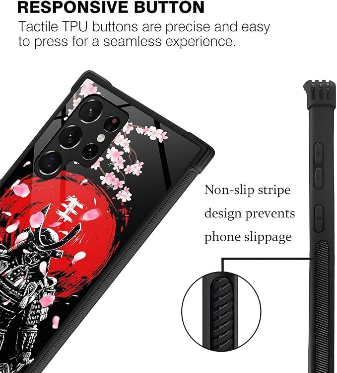 for Samsung Galaxy S23 Ultra Case, Sakura Japanese Samurai Pattern Graphic - Image 4