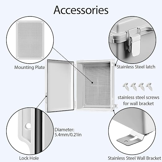 LeMotech Electrical Box, IP67 Waterproof Hinged Cover Stainless Steel Latch - Image 4