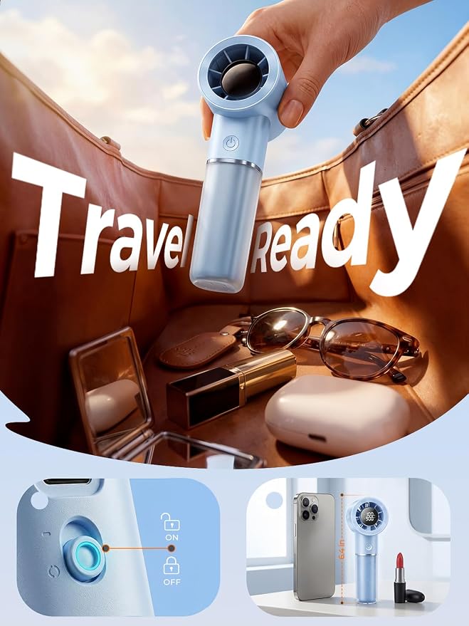 Handheld Portable Fan, 6-Speed Powerful Mini Personal Fan, Rechargeable 5000mAh - Image 5