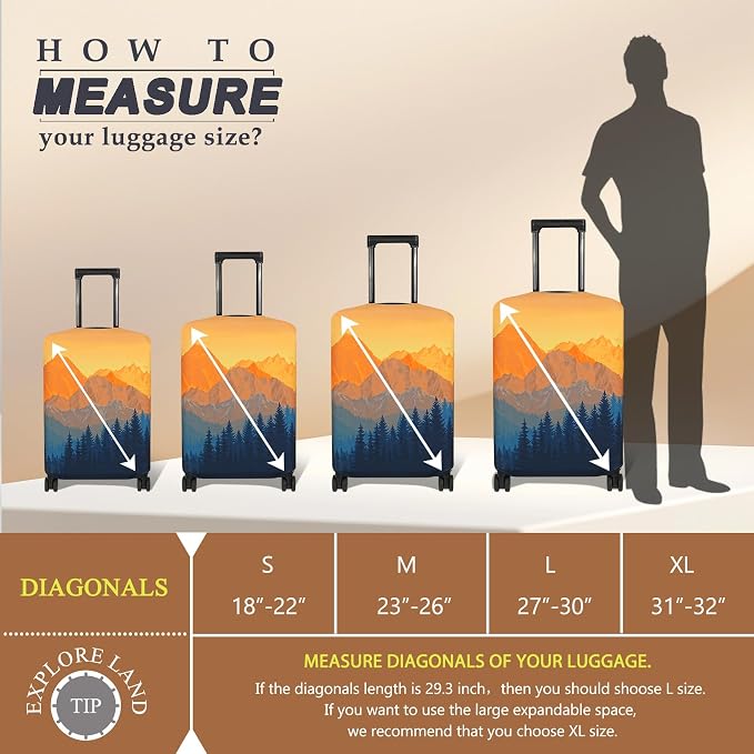Explore Land Travel Luggage Cover Suitcase Protector Fits 18-22 Inch Case - Image 5