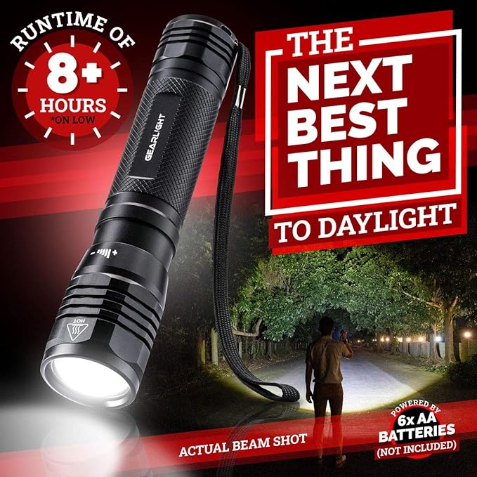 LED Flashlight High Lumens, Tactical Flashlight Battery Powered, Bright - Image 5