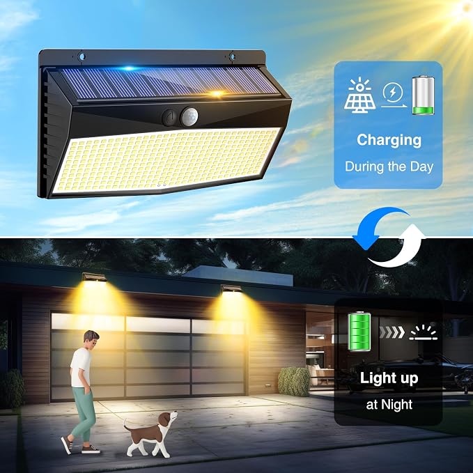 368 LED Solar Motion Sensor Lights Outdoor, Solar Fence Lights - Image 4