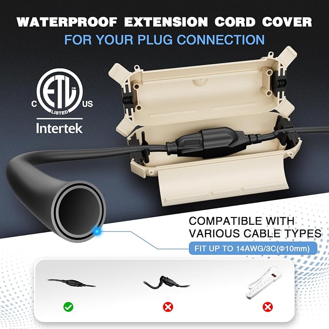 Flemoon Outdoor Extension Cord Cover Waterproof, Weatherproof Electrical - Image 2