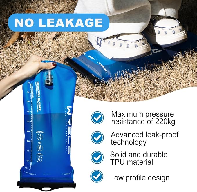 WRELS 1L/1.5L/2L/3L BPA Free Hydration Bladder, Leakproof TPU Water Bladder - Image 4