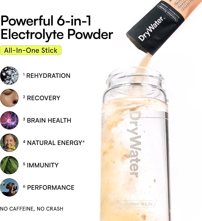 DryWater Electrolyte Powder Packets, Peach Mango - Image 3