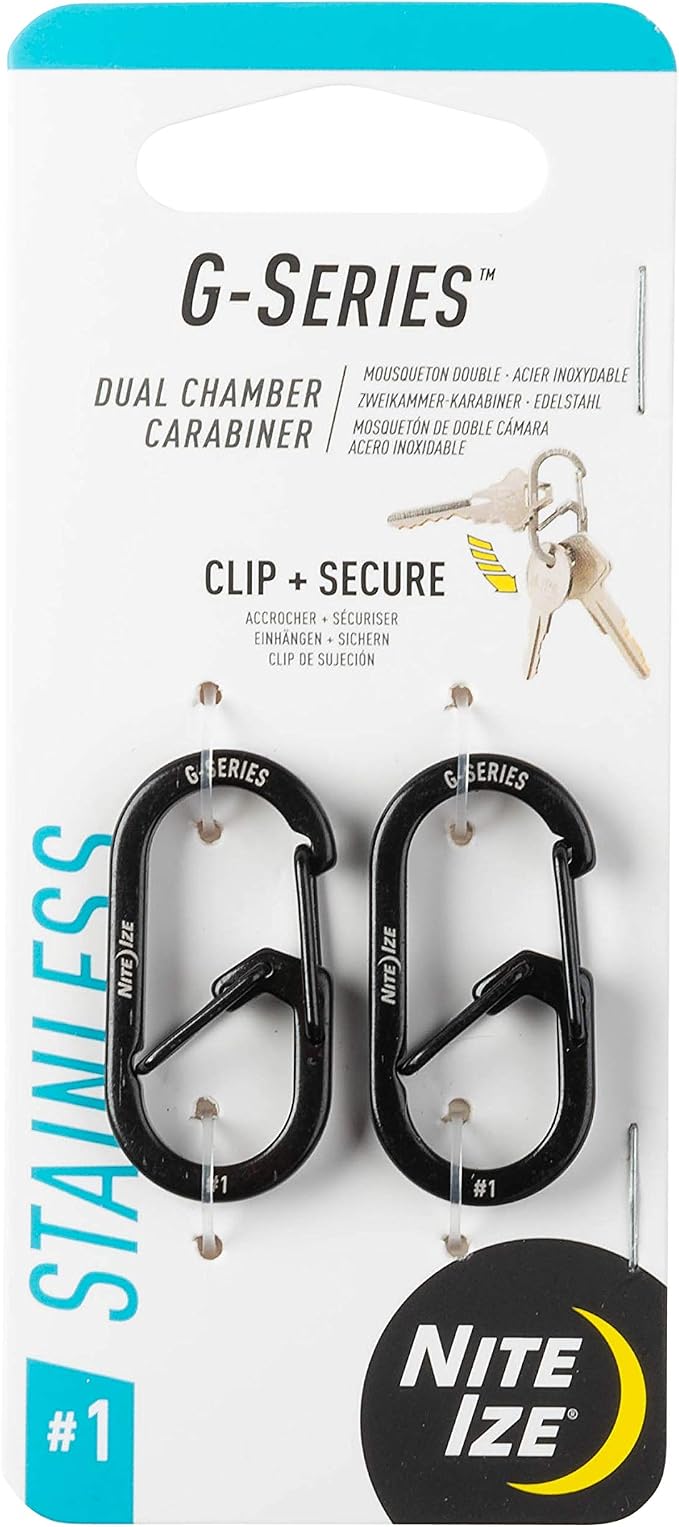 Nite IZE GS1-01-2R6 G-Series Dual Chamber Carabiner, Size #1 2-Pack by Nite+Ize