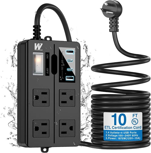 10FT Outdoor Waterproof Power Strip Surge Protector by Unknown