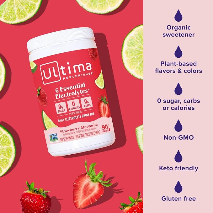 Ultima Replenisher Daily Electrolyte Powder Drink Mix – Sugar Free – Strawberry - Image 5