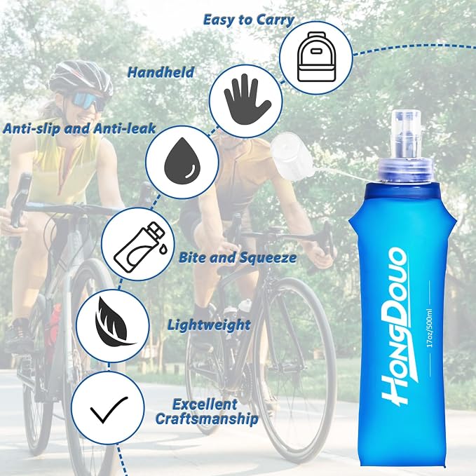 2 Packs Soft Flask, 17oz/500ml TPU Collapsible Soft Water Bottle - Image 7