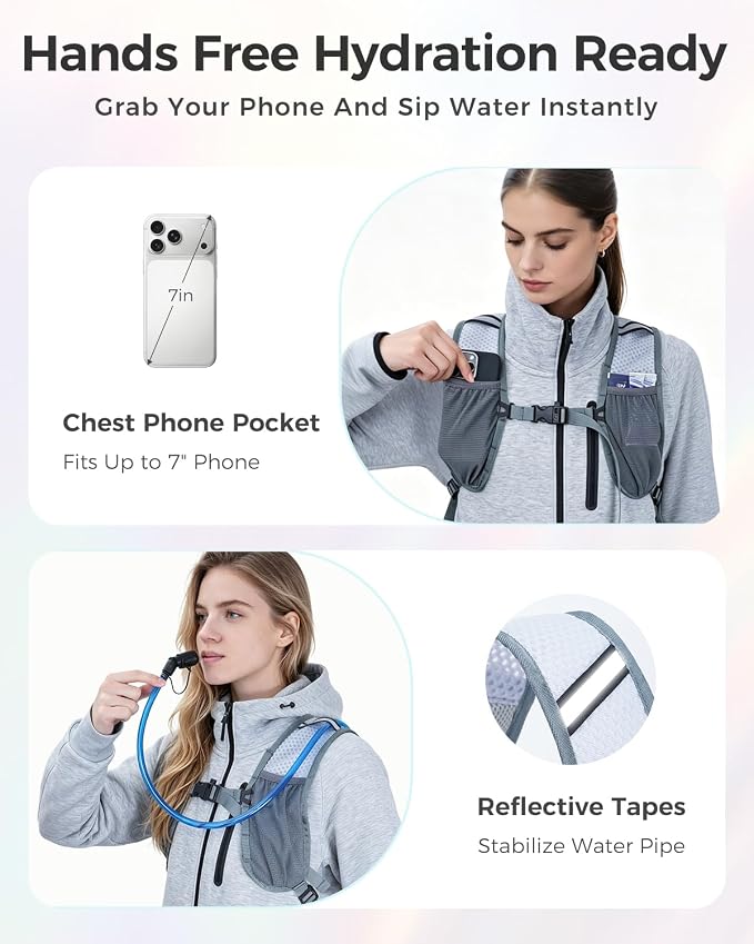 Blue Quartz Rave Hydration Backpack, Reflective Hiking Pack - Image 3