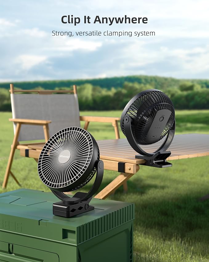 Koonie 10000mAh Clip on Fan Rechargeable, 8-Inch Battery Operated Desk Fan - Image 6