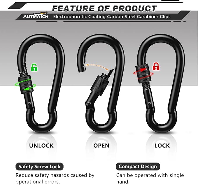 AUTMATCH Carabiner Clips, 4 Pack - Image 2