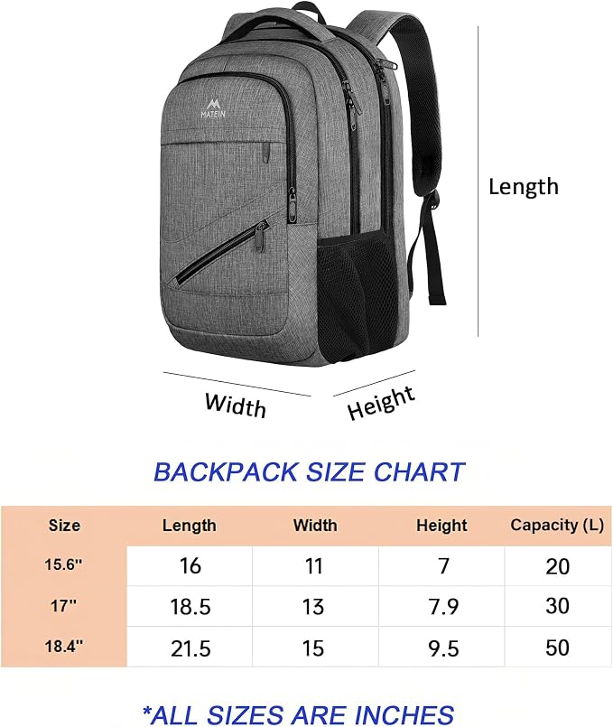 MATEIN 18 Inch Extra Large Laptop Backpack, 50 L Travel Backpack - Image 9