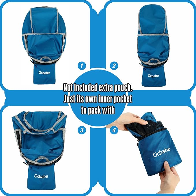 Ultra Lightweight Foldable Backpack, Water Resistant Small Packable Hiking - Image 5