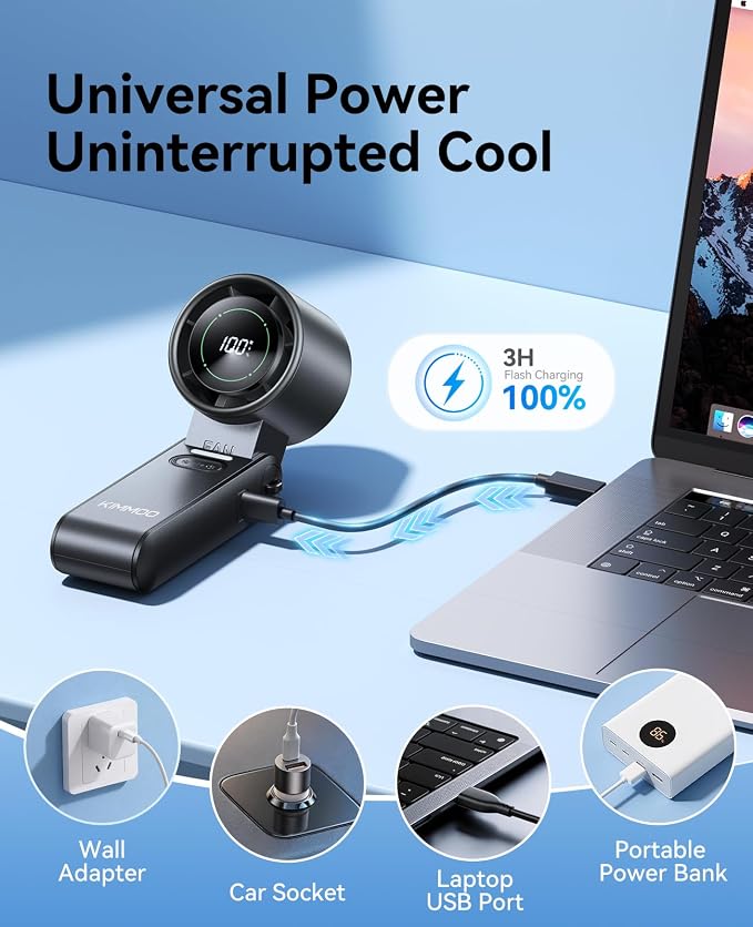 KIMMOO 3-in-1 Portable Handheld Turbo Fan-100 Speeds, Powerful 20000 RPM - Image 8