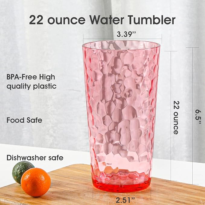BPA-Free Plastic Tumblers 8 Pack | Reusable Dishwasher Safe | Stackable - Image 2