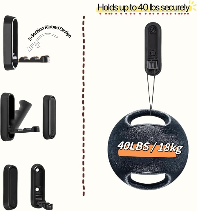 2 Pack Folding Wall Hooks, Foldable Black Coat Hooks - Image 5