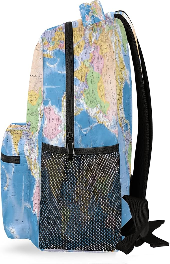Backpacks Globe World Map School Bag Student Bookbag Adjustable Shoulder Bags - Image 3