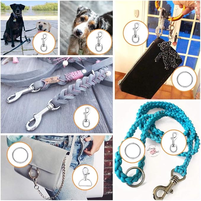 Swivel Snap Hooks, Lucky Goddness 20pcs Metal Heavy Duty Square Eye Clasp - Image 7