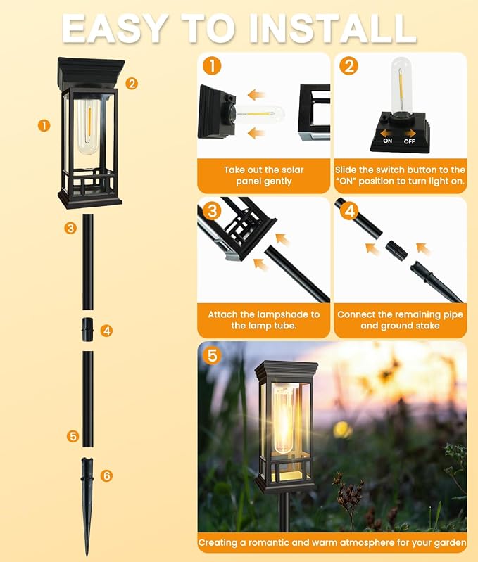 8 Pack Solar Pathway Lights Outdoor, Taller Bright Solar Path Lights Waterproof - Image 8