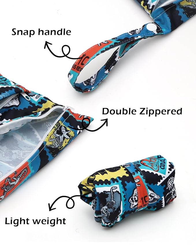 ALVABABY 3 Cloth Diaper Wet Dry Bags Waterproof Reusable - Image 2