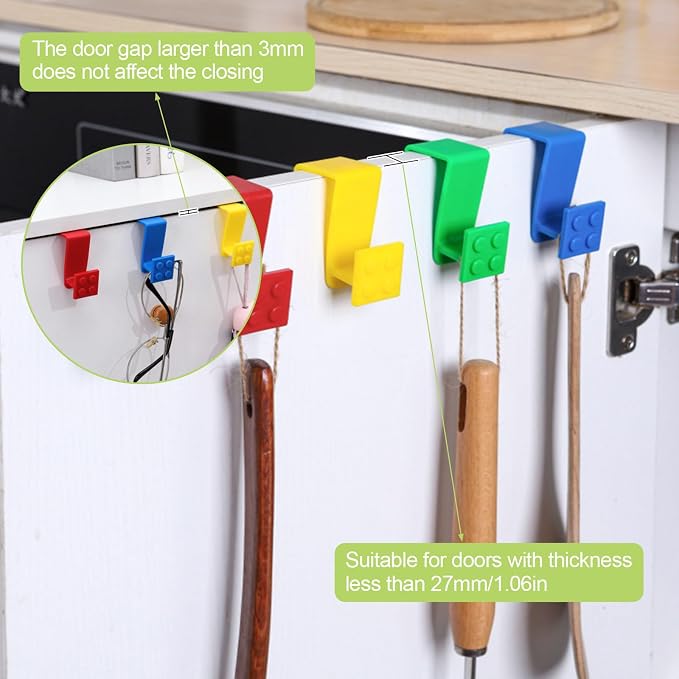 12Pcs Over Cabinet Door Hooks Plastic Over The Door Single Hook Space-Saving - Image 4