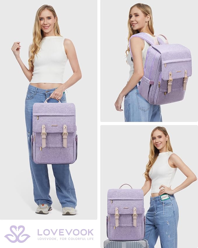 LOVEVOOK Laptop Backpack Purse for Women Fashion Vintage Computer Backpack 15.6 - Image 6