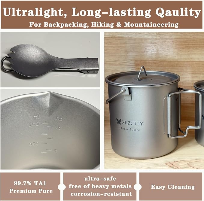 750ml Ultralight Titanium Camping Pot - Image 3