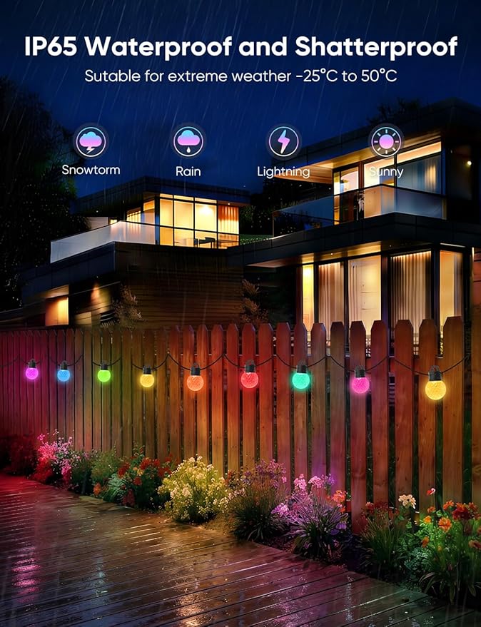 APPECK Outdoor String Lights 100ft, RGBW Color Changing Patio Lights - Image 5