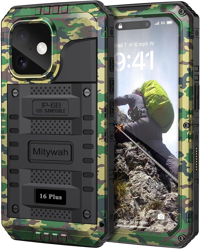 Mitywah Waterproof Case for iPhone 16 Plus, Shockproof Heavy Duty Case by Mitywah