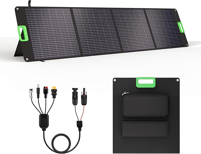 200W Portable Solar Panel for Power Station, Foldable Solar Charger w/ 4 by GRECELLPOWERSTATION