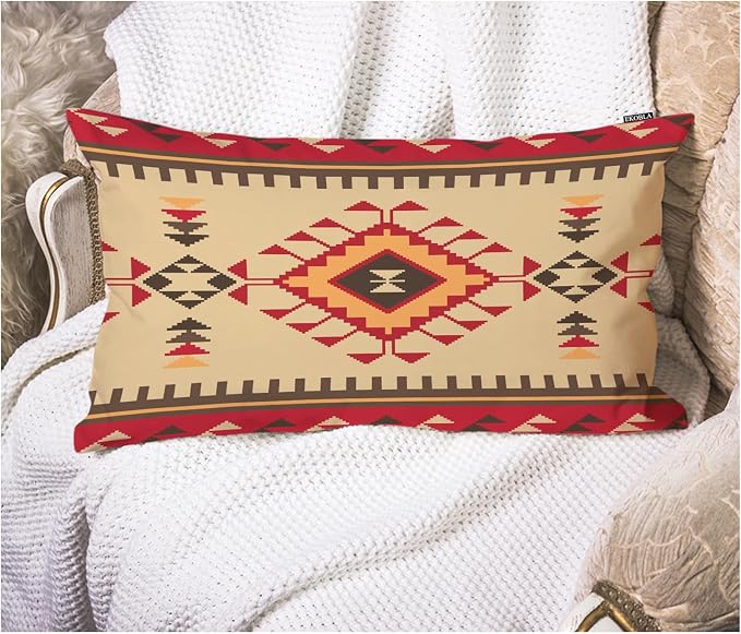 EKOBLA Vintage Ethnic Pattern 12x20 Pillow Case Tribal Print American Style by EKOBLA