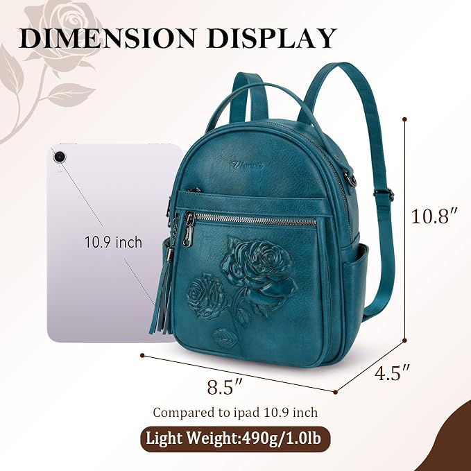 Mini Backpack Purse for Women, Embossed Vegan Leather Small Backpack Fashion - Image 3