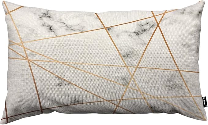 TKS MITLAN Golden Gray Marble Pillow Covers 12x20 Inch Stone Block Geometric by TKS+MITLAN