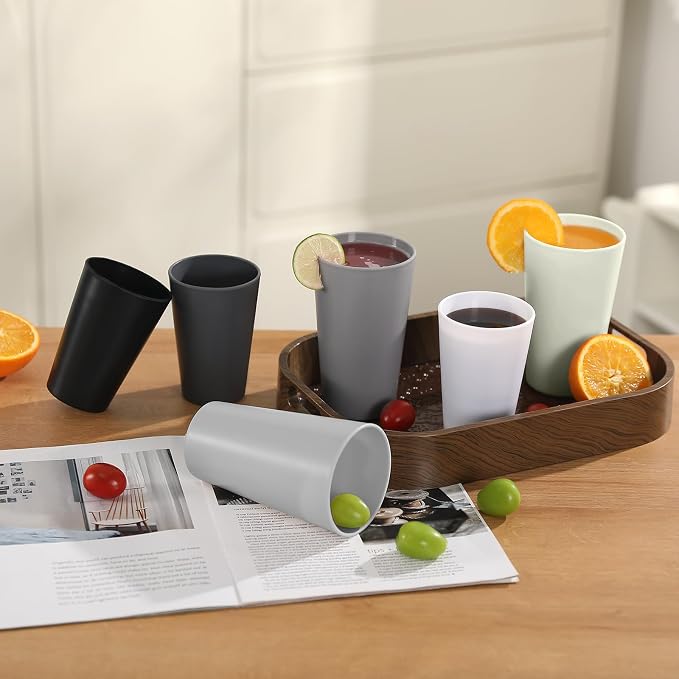 HEYCOME 24 Pcs Unbreakable Plastic Cups Set, 20 oz Reusable Plastic Cups - Image 5