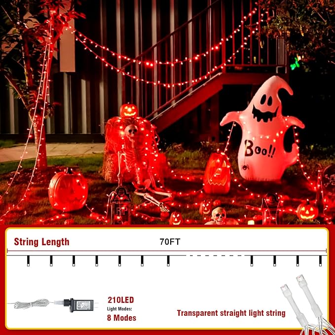 70FT Red String Lights, 210 LED Waterproof Seasonal Fairy Lights - Image 2
