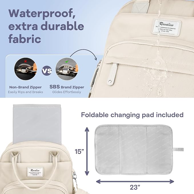 RUVALINO Diaper Bag Backpack-Multifunction Baby Travel Bag - Image 4