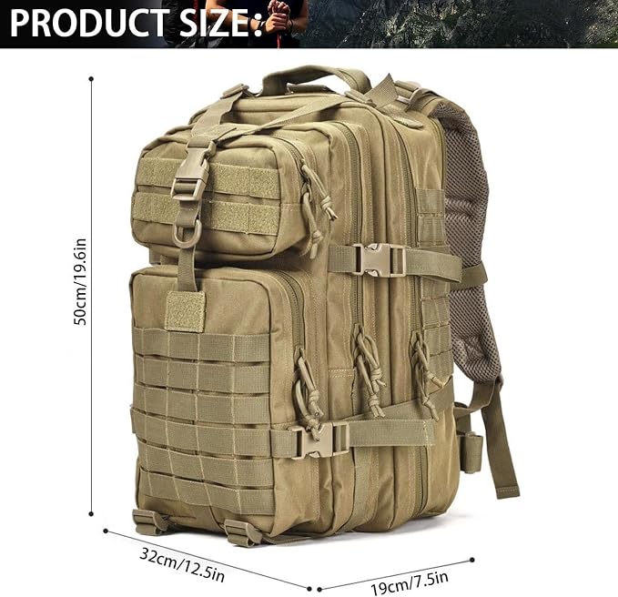 aiGear Tactical Backpack for Men, 45L Military Backpack, 3-Day Bug Out Bag for - Image 2