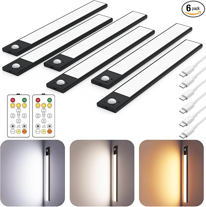 12" Ultra-Thin Under Cabinet Lighting Cordless, Aluminum Alloy Under Counter by Skairipa