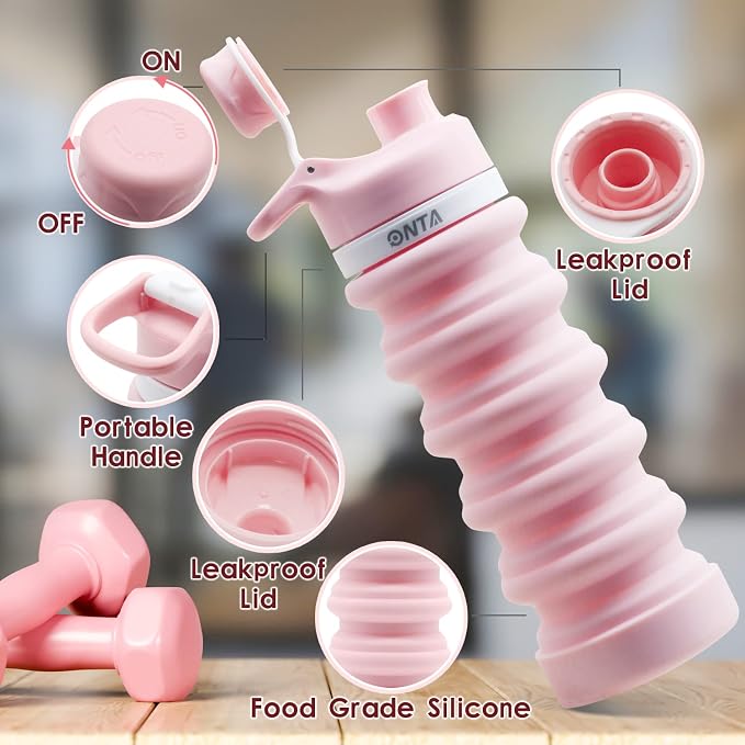 ONTA Collapsible BPA Free Silicone Water Bottle, 20oz - Image 8
