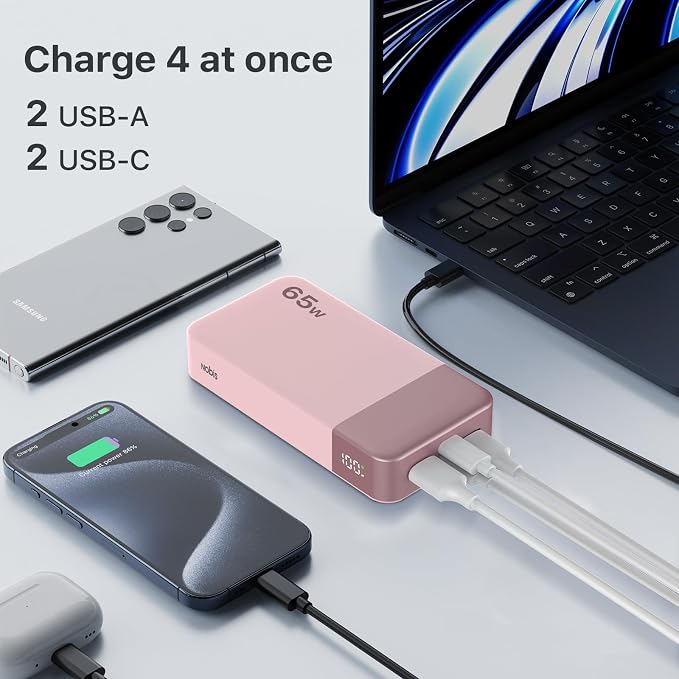 NOBIS 20000mAh Battery Pack Power Bank 65W Power Bank, Portable Charger - Image 4