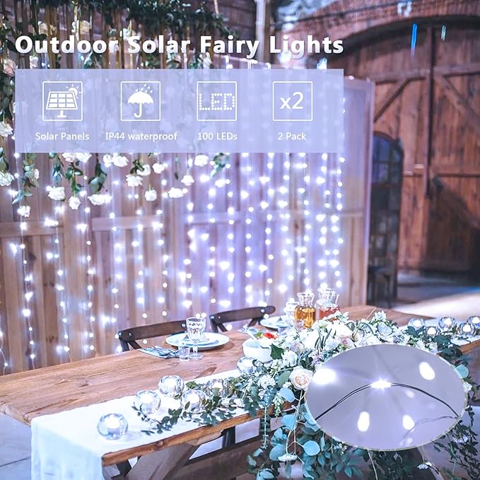 JMEXSUSS 2 Pack Solar String Lights Outdoor Waterproof, Each 33FT 100 LED Solar - Image 5